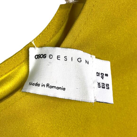 ASOS Design Maxi Dress Womens Sz 8 Yellow Ruched Long Sleeve - Picture 2 of 12